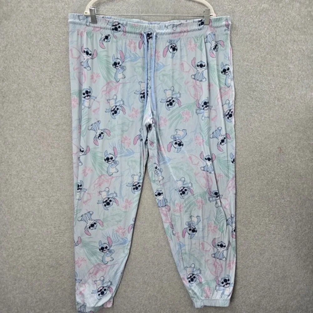 Disney Women‎ Sleepwear 3x Blue Pajama Pants Lilo & Stitch All Over Print